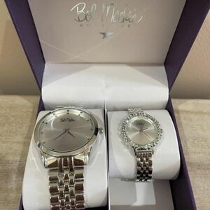 NIB Bob Mackie Silver His/ Hers Watch Set
